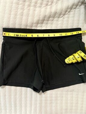 Nike Women's Black Athletic Drawstring Shorts with White Swoosh